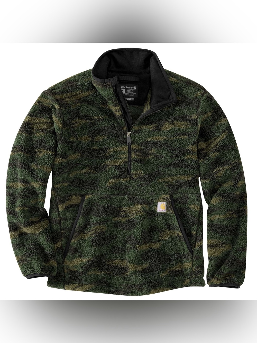 NWT Carhartt Men's Loose Fit Fleece 1/4 Zip Pullover Mountain View Camo Size XL